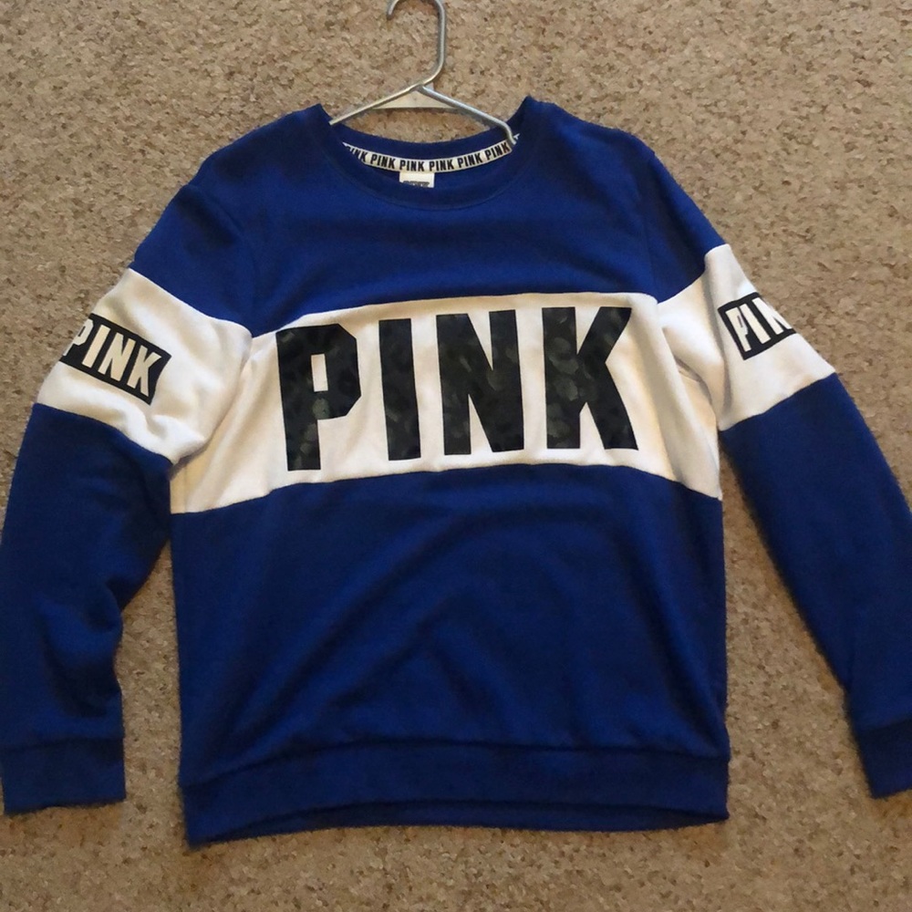 Victoria secret pink blue sweatshirt